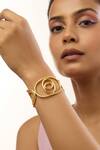 Buy_Mnsh_Gold Plated Beads Vine Oval Triple Cuff _at_Aza_Fashions