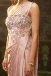 Shop_Muskan Aggarwal_Blush Satin, Net Sequins, Beads Asymmetric Pink Embroidered Designer Gown_Online_at_Aza_Fashions