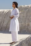 Buy_Karaj Jaipur_White Cotton Lace V-neck Work Kurta Set _at_Aza_Fashions