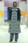 Shop_KA-Sha_Black Cotton And White Striped Pant _Online_at_Aza_Fashions