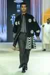 Shop_KA-Sha_Black Cotton Embroidery Handwoven Jacket _at_Aza_Fashions