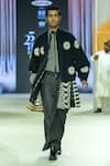 Shop_KA-Sha_Black Cotton And White Handspun Jacket _at_Aza_Fashions