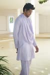Pooja Bagaria_Lavender Satin, Linen Cowl Kurta Set _Online_at_Aza_Fashions