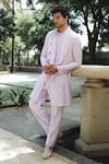 Buy_Pooja Bagaria_Lavender Satin, Linen Cowl Kurta Set _Online_at_Aza_Fashions