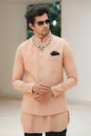 Shop_Pooja Bagaria_Beige Cotton, Linen Bandi Set _Online_at_Aza_Fashions