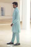 Buy_Pooja Bagaria_Blue Cotton, Linen Powder Kurta Set _Online_at_Aza_Fashions
