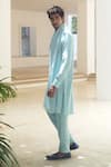 Shop_Pooja Bagaria_Blue Cotton, Linen Powder Kurta Set _Online_at_Aza_Fashions