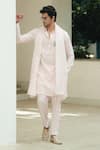 Buy_Pooja Bagaria_Pink Cotton, Linen Brooches Pastel Kurta Set _at_Aza_Fashions