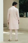Shop_Pooja Bagaria_Pink Cotton, Linen Brooches Pastel Kurta Set _at_Aza_Fashions