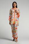 Buy_Taroob_Multi Color Crepe Mandarin Collar Floral Print Co-ord Set _Online_at_Aza_Fashions