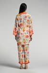 Shop_Taroob_Multi Color Crepe Mandarin Collar Floral Print Co-ord Set _at_Aza_Fashions