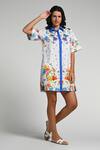 Buy_Taroob_White Cotton, Poplin Collared Papillion Garden Dress _at_Aza_Fashions
