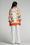Shop_Taroob_Multi Color Silk, Modal, Satin Embroidery Mandarin Papillion Garden Shirt _at_Aza_Fashions