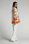 Buy_Taroob_Multi Color Silk, Modal, Satin Embroidery Mandarin Papillion Garden Shirt 