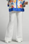 Taroob_White Silk, Modal, Satin Mandarin Collar Papillion Garden Shirt _Online_at_Aza_Fashions
