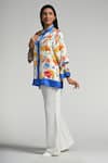 Buy_Taroob_White Silk, Modal, Satin Mandarin Collar Papillion Garden Shirt _Online_at_Aza_Fashions
