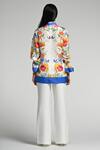 Shop_Taroob_White Silk, Modal, Satin Mandarin Collar Papillion Garden Shirt _at_Aza_Fashions