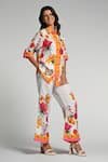 Shop_Taroob_Multi Color Linen Collared Fleur De Rove Co-ord Set _Online_at_Aza_Fashions