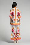 Shop_Taroob_Multi Color Linen Collared Fleur De Rove Co-ord Set _at_Aza_Fashions
