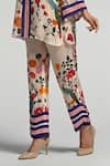Buy_Taroob_Multi Color Crepe Embroidery Split V-neck Bageecha Tunic Set _Online_at_Aza_Fashions