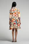 Shop_Taroob_Multi Color Cotton, Poplin Embroidery Collared Bageecha Midi Dress _at_Aza_Fashions