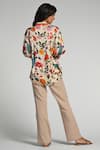 Shop_Taroob_Multi Color Silk, Modal, Satin Embroidery Collared Bageecha Shirt _at_Aza_Fashions