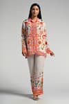 Shop_Taroob_Multi Color Crepe Embroidery Collared Floral Utopia Co-ord Set _at_Aza_Fashions