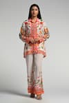Buy_Taroob_Multi Color Crepe Embroidery Collared Floral Utopia Co-ord Set _at_Aza_Fashions