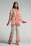 Shop_Taroob_Multi Color Crepe Embroidery Collared Floral Utopia Co-ord Set _Online_at_Aza_Fashions