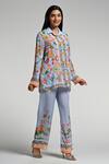 Buy_Taroob_Sky Blue Crepe Embroidery Collared Floral Utopia Co-ord Set _Online_at_Aza_Fashions