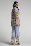 Shop_Taroob_Sky Blue Crepe Embroidery Collared Floral Utopia Co-ord Set _Online_at_Aza_Fashions