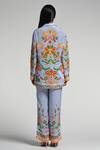 Shop_Taroob_Sky Blue Crepe Embroidery Collared Floral Utopia Co-ord Set _at_Aza_Fashions