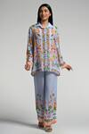 Buy_Taroob_Sky Blue Crepe Embroidery Collared Floral Utopia Co-ord Set 