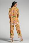 Shop_Taroob_Yellow Crepe Embroidery Split V-neck Floral Utopia Tunic Set _at_Aza_Fashions