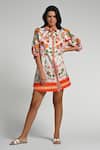 Buy_Taroob_Multi Color Cotton, Poplin Collared Floral Utopia Dress _Online_at_Aza_Fashions