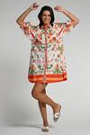 Shop_Taroob_Multi Color Cotton, Poplin Collared Floral Utopia Dress _Online_at_Aza_Fashions