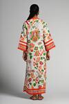 Shop_Taroob_Multi Color Linen Embroidery V-neck Floral Utopia Kaftan _at_Aza_Fashions