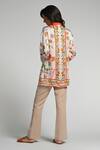 Shop_Taroob_Multi Color Silk Satin, Modal Embroidery Collared Floral Utopia Shirt _at_Aza_Fashions
