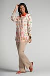 Buy_Taroob_Multi Color Silk Satin, Modal Embroidery Collared Floral Utopia Shirt _Online_at_Aza_Fashions