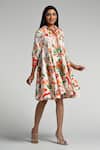 Buy_Taroob_Multi Color Cotton, Poplin Collared Floral Utopia Midi Dress _Online_at_Aza_Fashions