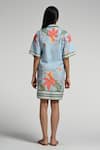 Shop_Taroob_Sky Blue Cotton, Poplin Collared Monkey Pop Dress _at_Aza_Fashions