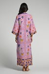 Shop_Taroob_Purple Linen Embroidery Collared Monkey Pop Kaftan _at_Aza_Fashions