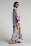 Taroob_Sky Blue Linen Mandarin Collar Monkey Pop Kaftan _Online_at_Aza_Fashions