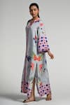 Buy_Taroob_Sky Blue Linen Mandarin Collar Monkey Pop Kaftan _Online_at_Aza_Fashions