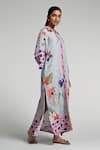 Shop_Taroob_Sky Blue Linen Mandarin Collar Monkey Pop Kaftan _Online_at_Aza_Fashions