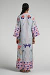 Shop_Taroob_Sky Blue Linen Mandarin Collar Monkey Pop Kaftan _at_Aza_Fashions