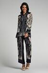 Shop_Taroob_Blue Crepe Collared Geo Palms Co-ord Set 