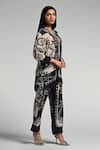 Buy_Taroob_Multi Color Crepe Split V-neck Geo Palms Tunic Set 