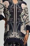 Shop_Taroob_Multi Color Crepe Split V-neck Geo Palms Tunic Set 