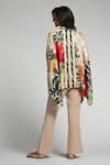 Shop_Taroob_Beige Silk, Modal, Satin Round Neck Jungle Rhapsody Kaftan _at_Aza_Fashions